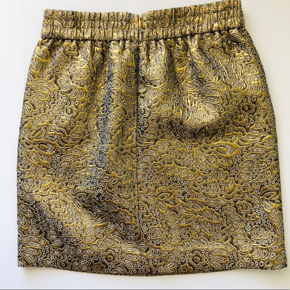 Loft metallic gold jacquard mini skirt Sz xxs - Picture 4 of 7